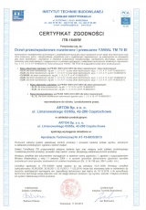 Certyfikat zgodności ITB - 1649